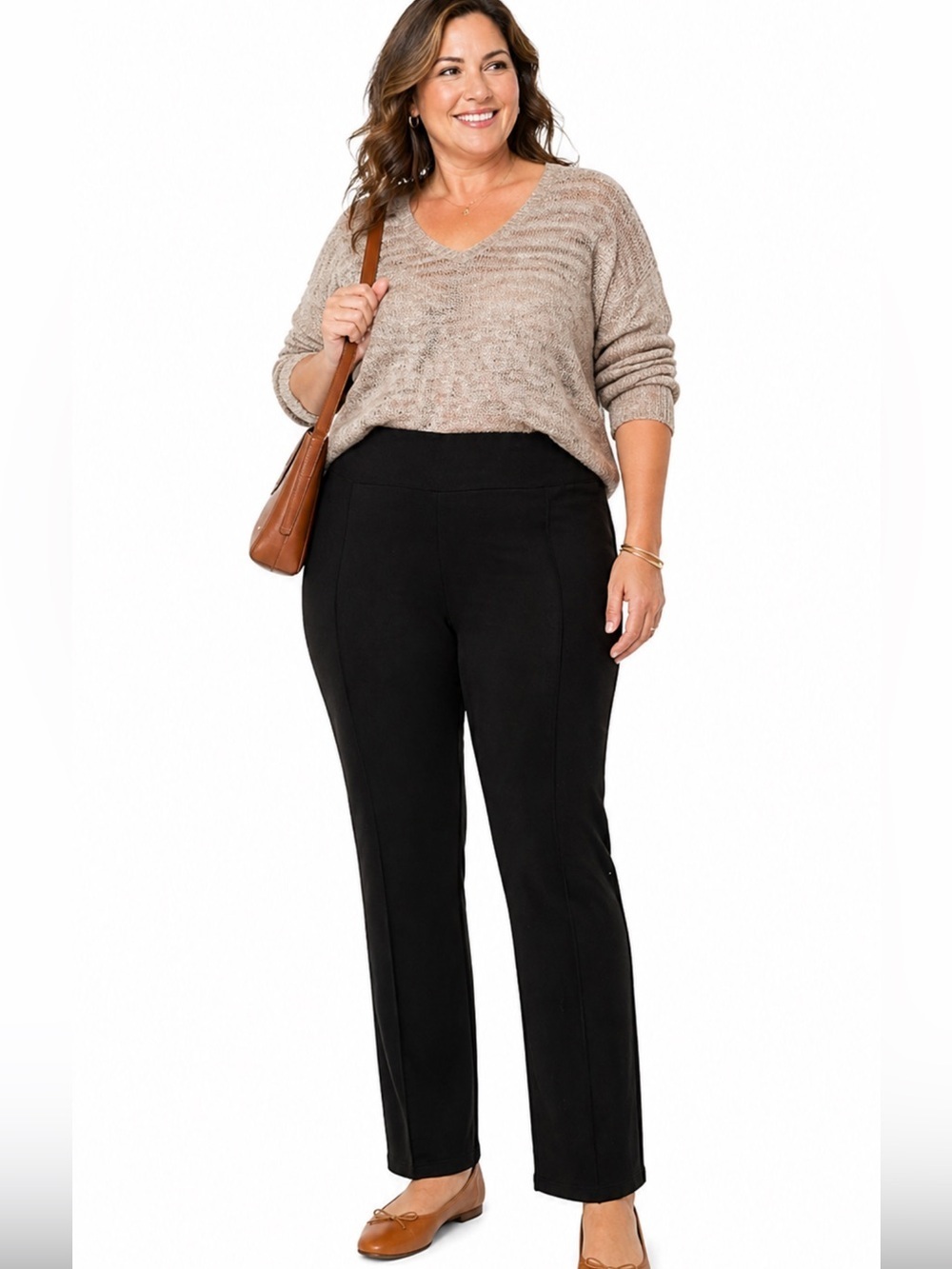 NWT Noir Pull On Stretch Ponte Knit Straight Leg Pant Black Size 2X